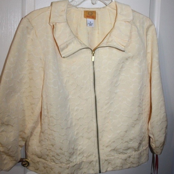 Ruby Rd Sunsational Daisy Yellow Short Jacket portrait collar 3/4 sleeve…16 New - Picture 4 of 6